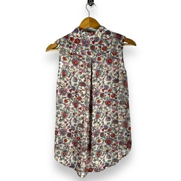 4 for $20 SALE! H&M Sleeveless Sheer Button Up Blouse Top, Multi Floral, Size 2 - Picture 10 of 10
